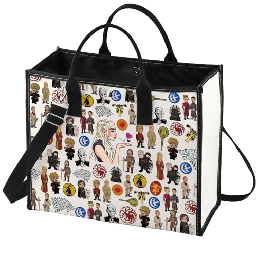BWWKTOP Daenerys Makeup Bag Daenerys fans Gifts Eddard Zipper Pouch Bag Stark and Targaryen gift House Stark Merch (Game BG)