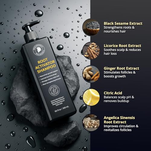 Psalmonica Root Activator Shampoo for Hair Growth - 10.1 Fl Oz Herbal Hair Loss Treatment for Men & Women