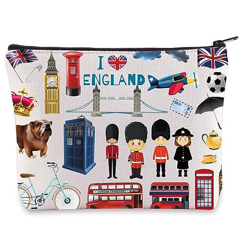 WZMPA England Travel Cosmetic Bag British Vacation Gifts United Kingdom Makeup Zipper Pouch Bag UK Trip Merchandise (England)