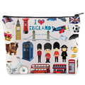 WZMPA England Travel Cosmetic Bag British Vacation Gifts United Kingdom Makeup Zipper Pouch Bag UK Trip Merchandise (England)