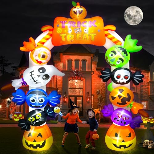 Halloween Inflatable Archway Candy Ghost 10FT Tall Yard Decor with LED Lights