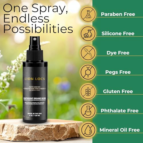 Lion Locs Organic Rosewater Moisturizing Spray 8oz for Hair & Skin - Original Pack