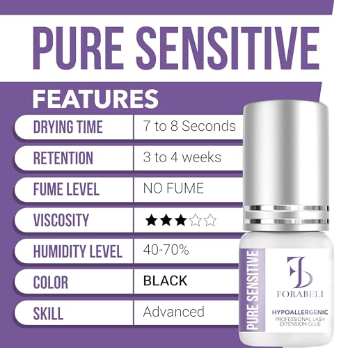Forabeli Lash Shampoo and Pure Sensitive Lash Extension Glue Bundle - Gently Cleanses Lashes & Removes Makeup - No Fumes, Ideal for Sensitive Eyes - Complete Set for Long-Lasting Eyelash Extensions