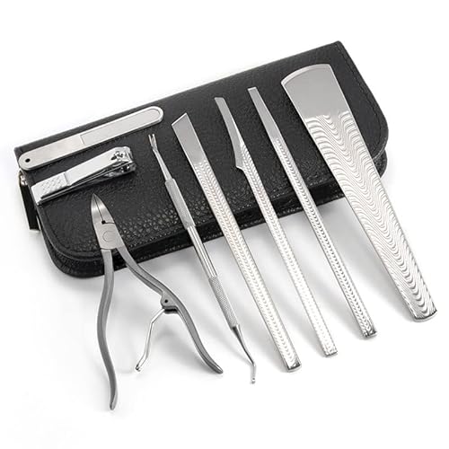 Nail Clipper,Heavy Duty Ingrown Podiatrist Toenail Tool Kit,Stainless Steel Long Handle Cosmetic Pedicure Set for Ingrown and Thick Nails for Callus 8Piece