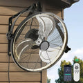 16 Inch Wall Mount Fan with Lights - 6-Speed Adjustable Outdoor Gazebo & Garage Fan