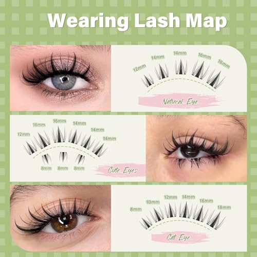 KEYYOU Fairy Lash Clusters Kit Wispy Natural Eyelash Extensions - D-8-18 Mix Variation