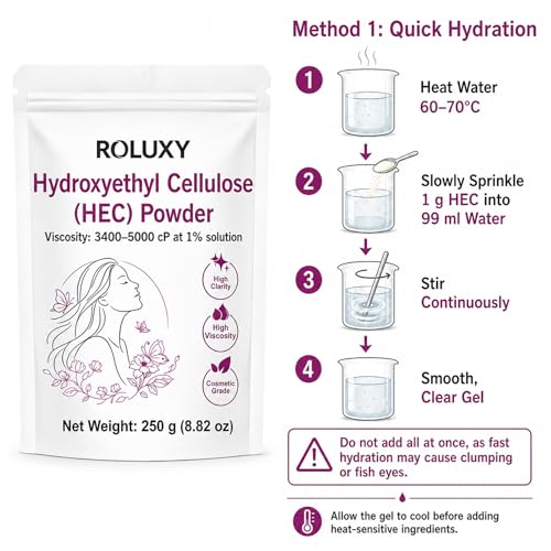 Hydroxyethyl Cellulose HEC Powder 250g - Clear Water-Soluble Thickener for Gels & Lotions