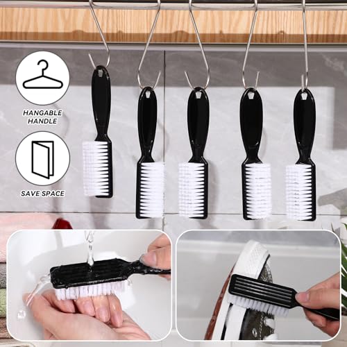 Patelai 100 Pieces Black Handle Grip Nail Brushes for Cleaning Nails & Toes