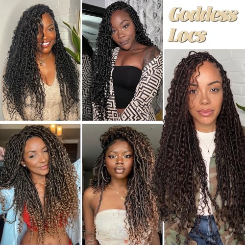 Goddess Faux Locs Crochet Hair 24 Inch - Boho Soft Locs for Black Women, Pack of 8 #1B