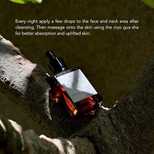 Gua Sha Facial Tools and Gua Sha Oil Skincare Gift Set - Gua Sha Set Consists of 100% Pure Jojoba Oil with Bakuchiol Serum and Vitamin E (30ml), and Stainless Steel Cryo Guasha Tool for Face by TRIONI