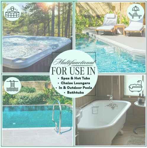 2 Pack Beige Spa Pillow - Adjustable Hot Tub Headrest with Weighted Support