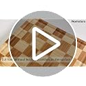 Set of 3 Wooden Checkered Cutting Boards with Holder - Non-Toxic Bamboo Kitchen Chopping & Serving Platters
