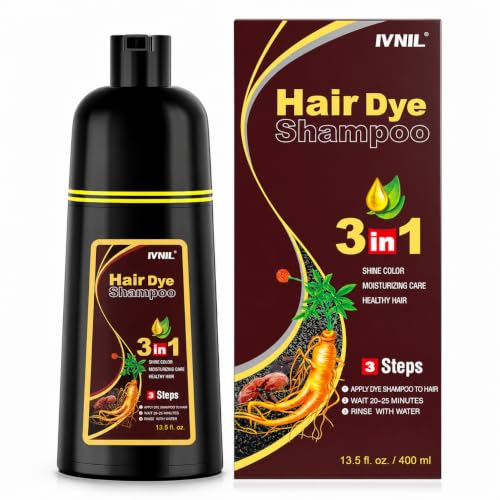Ivnil Chestnut Brown Hair Dye Shampoo 3-in-1 for Men & Women