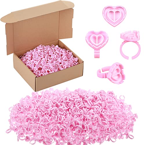 1000 Pcs Heart-Shaped Eyelash Extension Glue Rings - Disposable Makeup Tool
