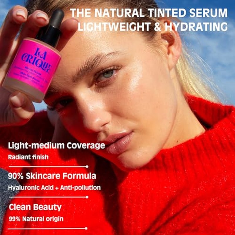 Hydrating Tinted Serum - Lightweight Face Foundation with Hyaluronic Acid & Prickly Pear - Buildable Coverage - Dry Skin - Vegan Friendly & Cruelty-Free - Shade 01 Very Fair - 1 fl oz