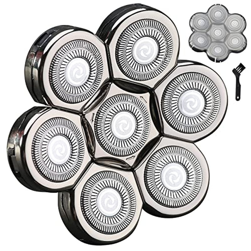 7 Blades Head Shaver Replacement Heads Electric Shaver Universal Replacement Blade Head Electric Razor for Men (7D Silvery)