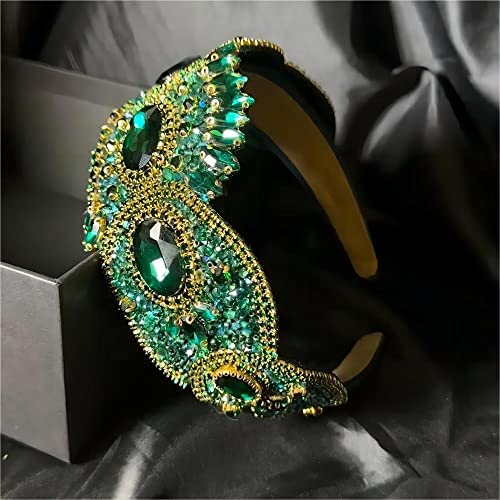 Women's Wide Rhinestone Headband - Green Hair Accessories for Women & Girls - Fashion & Elegant