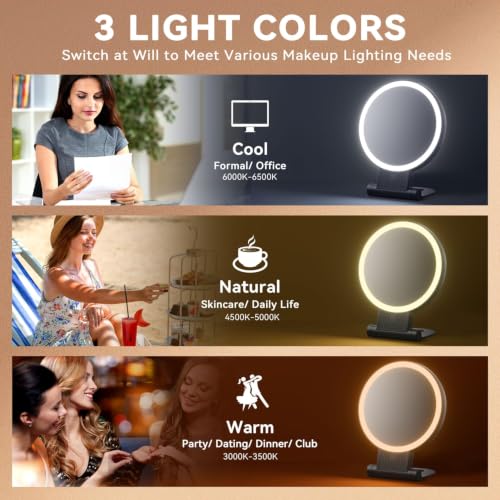 Auxmir Rechargeable 1X/30X Magnifying Makeup Mirror with Light - Black