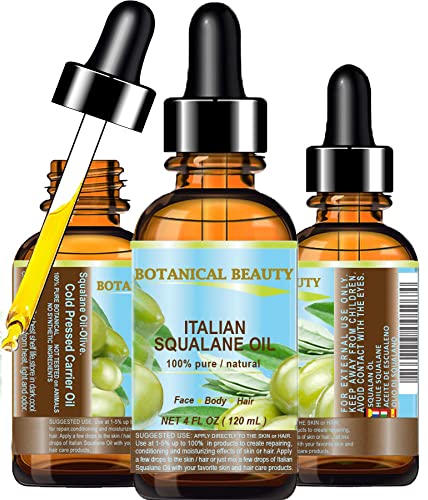 Botanical Beauty Italian 100% Pure Squalane Oil 4oz - Natural Face & Body Moisturizer