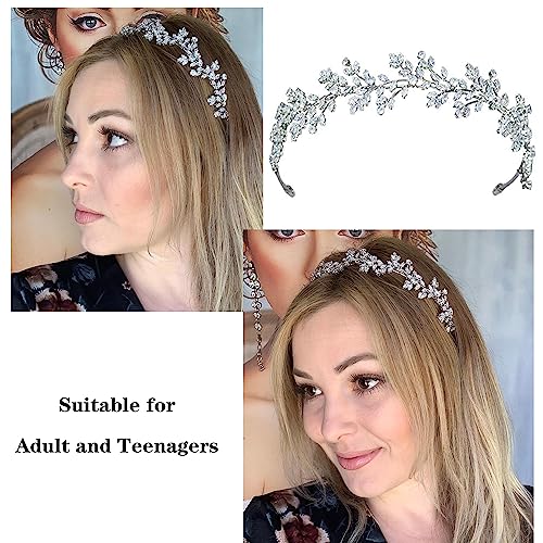 Jorsnovs E-Silver Bridal Headpiece with Cubic Zirconia for Wedding & Special Occasions