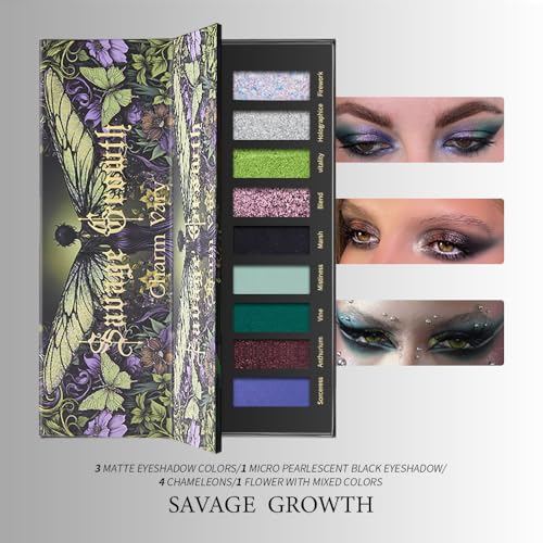 Multichrome Eyeshadow Palette with 9 Shimmer Matte Glitter Colors - Versatile Neutral Nude Makeup