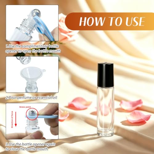 Clear 10ml Essential Oils Roller Bottles Set - Leakproof & Refillable