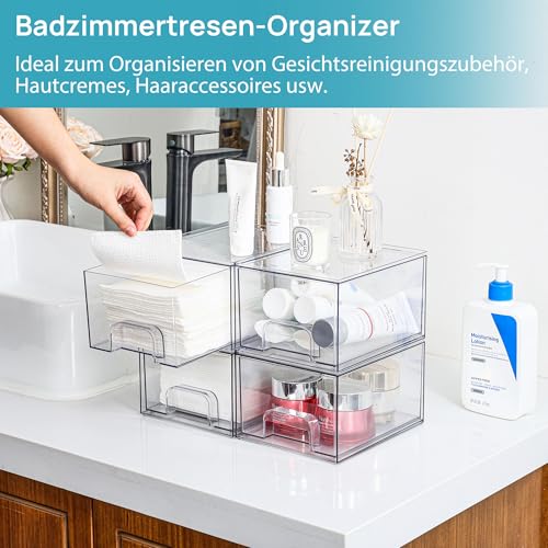 Vtopmart 4 Pack 4.4''H and 4 Pack 7.6" H Clear Stackable Storage Drawers