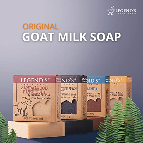 Legend's Creek Goat Milk Soap, 5 Oz, Sandalwood/Oatmeal/Pine Tar/Nag – Pack of 4
