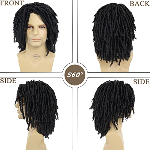 Men's Afro Braided Dreadlock Wig - Natural Short Crochet Twist Wig - Variation 1B