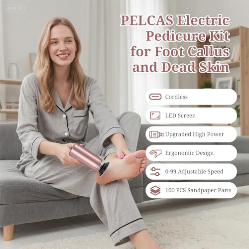 Pelcas Electric Foot Callus Remover with LED Screen & 2-in-1 Pedicure Kit