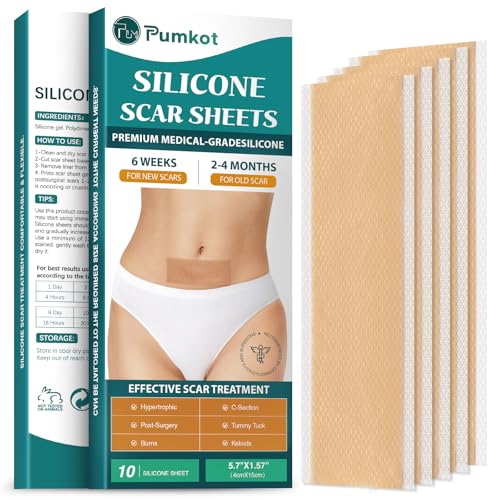 Silicone Scar Sheets 10 Pcs - Soft Medical Tape for Surgical & Keloid Scars, 5.7 x 1.57 Inches