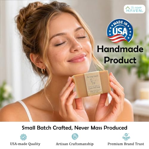 Natural Goat Milk & Honey Soap Bars - Handmade in USA, Sensitive Skin Care