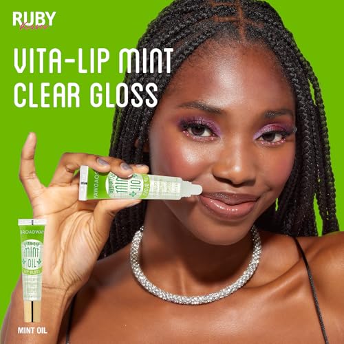 Ruby Kisses Broadway Vita-Lip Clear Lip Gloss (Mint Oil 12 Pack), Ultra-Hydrating & Soothing Formula with Vitamin Oils, High-Shine Non-Sticky Finish, Nourishing Glossy Lip Balm With Cooling Effect
