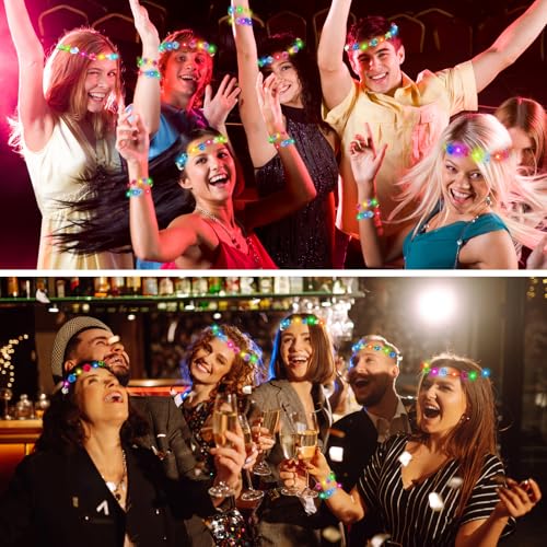 100 PCS Light Up Flower Crowns for Women - LED Floral Headbands for Weddings, Parties & Celebrations