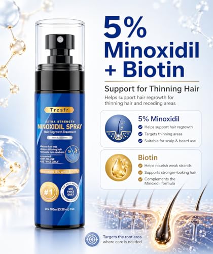 Minoxidil Hair Growth Spray with Roller Applicator 3.38 Fl Oz Pack of 5 – Hair & Beard Regrowth Treatment
