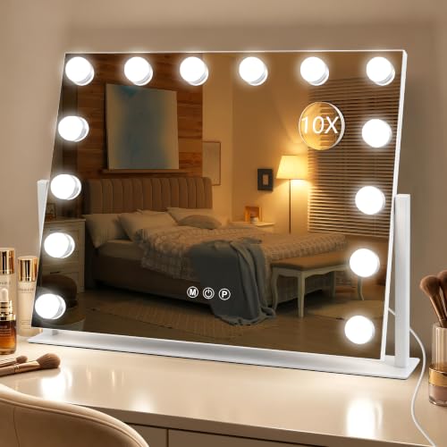 Vanity Mirror with Lights 22x17 Inch Full-View 360° Rotation - White - Variation of THIS listing