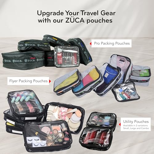 ZUCA Pro - Black Standard Packing Utility Pouch Set - Durable, Spacious Cosmetic Storage Solution, Clear TSA Approved Toiletry Bag For Travel & Professional Use