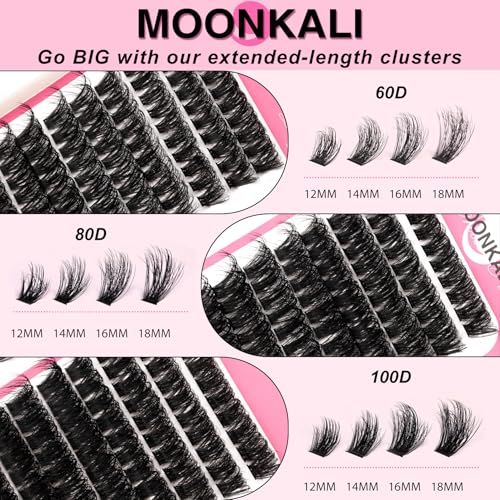 Lash Clusters 60D 80D 100D Mix Individual Lashes Clusters Luxury Versatile 3D Full Eyelash Clusters 12-18MM Thick Volume Cluster Eyelash Extensions Waterproof D Curly DIY Fake Mink Eyelashes Extension