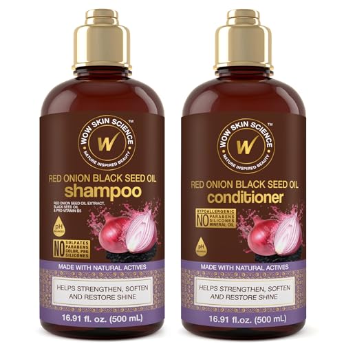 WOW Skin Science Red Onion & Black Seed Shampoo & Conditioner Duo 16.9 oz - Sulfate-Free Hair Care Set for Thinning & Color-Treated Hair