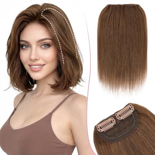 Short Clip-In Hair Extensions 6 Inch Medium Brown #04 — Natural Human Hair Fill-Ins