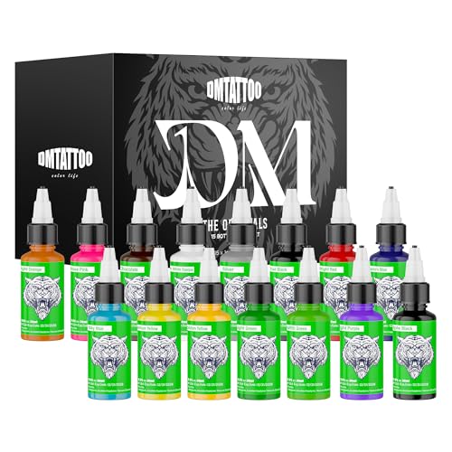 15-Color Tattoo Ink Set for Shading and Outlining - Vibrant, Long-Lasting