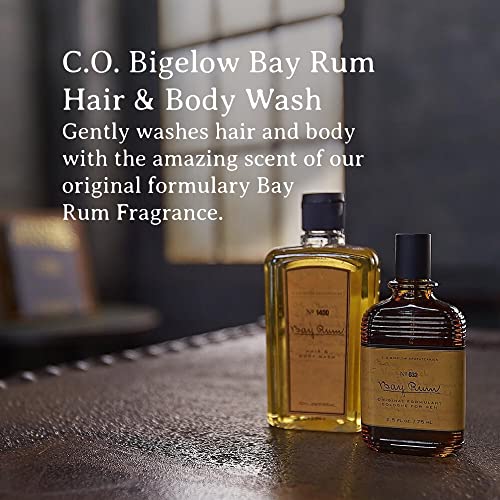 C.O. Bigelow Bay Rum Hair & Body Wash for Men, Pack of 2 Citrus Spice Scented Men's 2 in 1 Shampoo & Body Wash with Aloe Vera, 10 Fl Oz