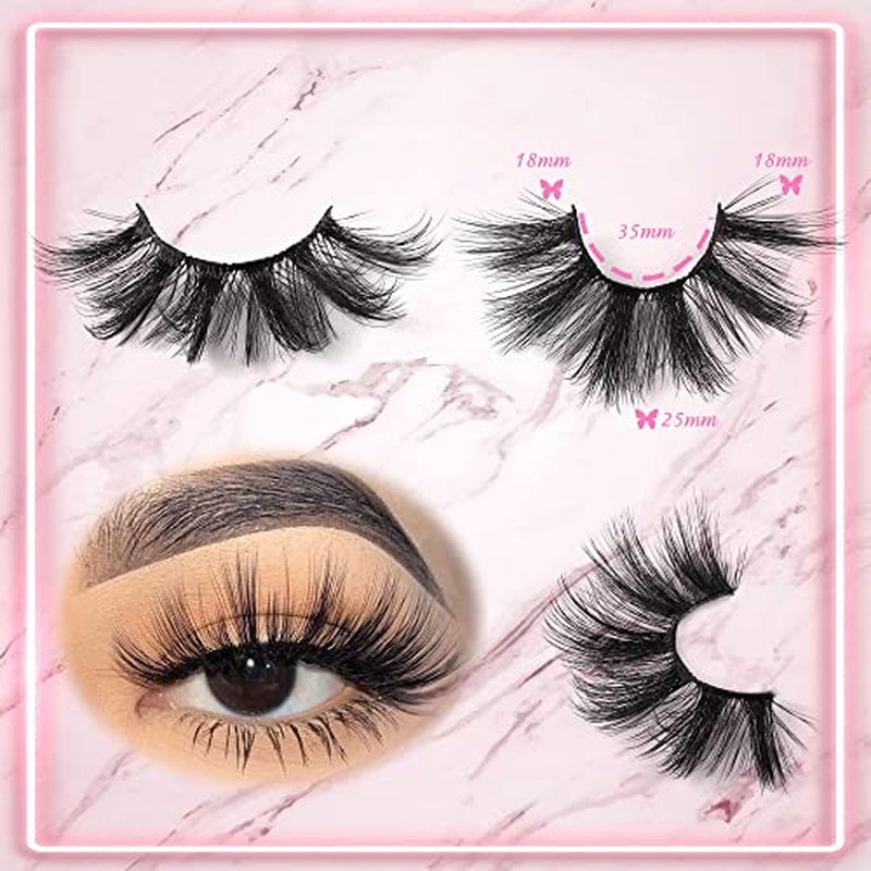 False Eyelashes 25MM Long 6D Faux Mink Lashes Volume Look Strip False Lashes Wispy Dramatic 10 Pairs Sets Pack Fake Lashes Bulk by zenotti