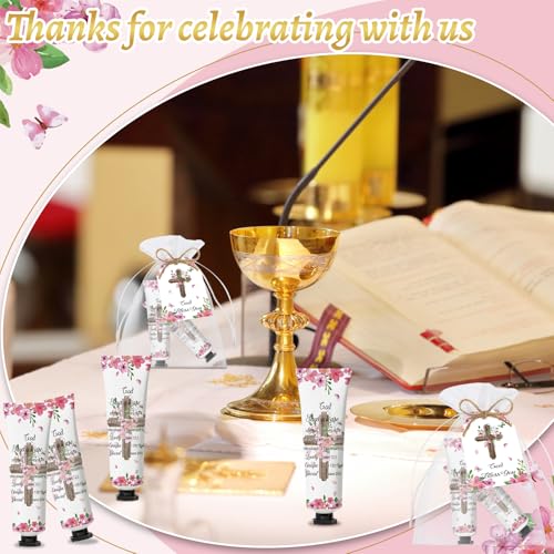 50 Pack Christian Hand Cream Set Gifts for Women Bible Verse Bulk Hand Lotion Travel Size, Hand Cream party Appreciation Gifts with Cards and Organza Bags for Teacher Mom Friend Gift