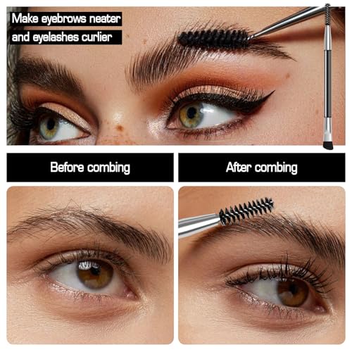 Eyebrow Pencils for Women, Microblading Eyebrow Pen Magical 2-in-1 Dual-Ended Brow Pen with 3D & Precise Brush-Tip Create Natural Hair-Like Brows, Last All-Day(Black)