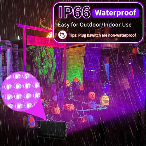 YAYIT 200W Black LED Blacklight Flood Light 4 Pack Waterproof IP66 with Switch