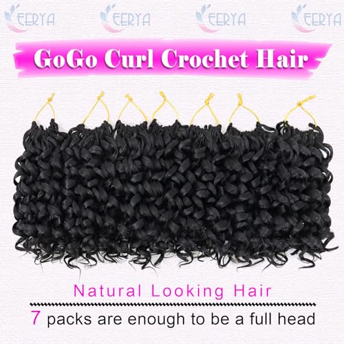 EERYA 6 Inch Pack of 7 GoGo Curl Crochet Hair Short Curly Water Wave Extensions