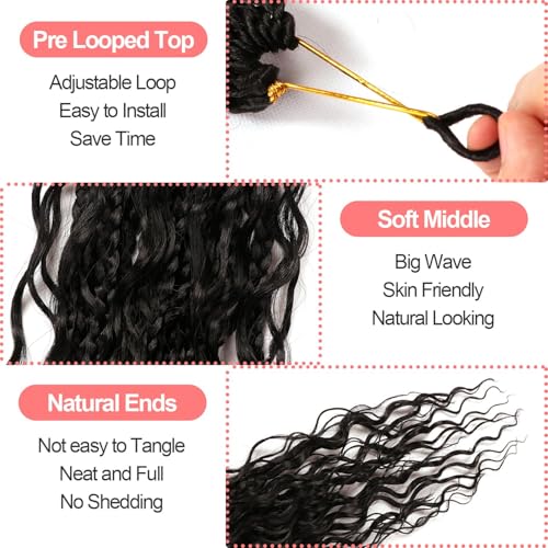 18 Inch Water Wave Boho Crochet Hair - 9 Packs for Black Women - Variation 1B#