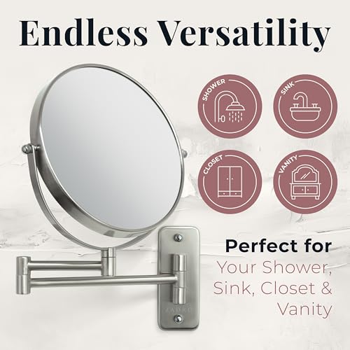 Zadro 7" Wall Mounted Wardrobe, Vanity Makeup Mirror with Magnification & Extending Arm (Large | 12.25" x 12" | 8X/1X, Oil-Rubbed Bronze)