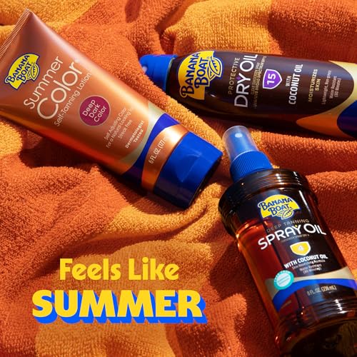 Banana Boat SPF 15 Dry Tanning Oil Spray 6 oz Pack of 3 - Water-Resistant, Argan Oil Formula